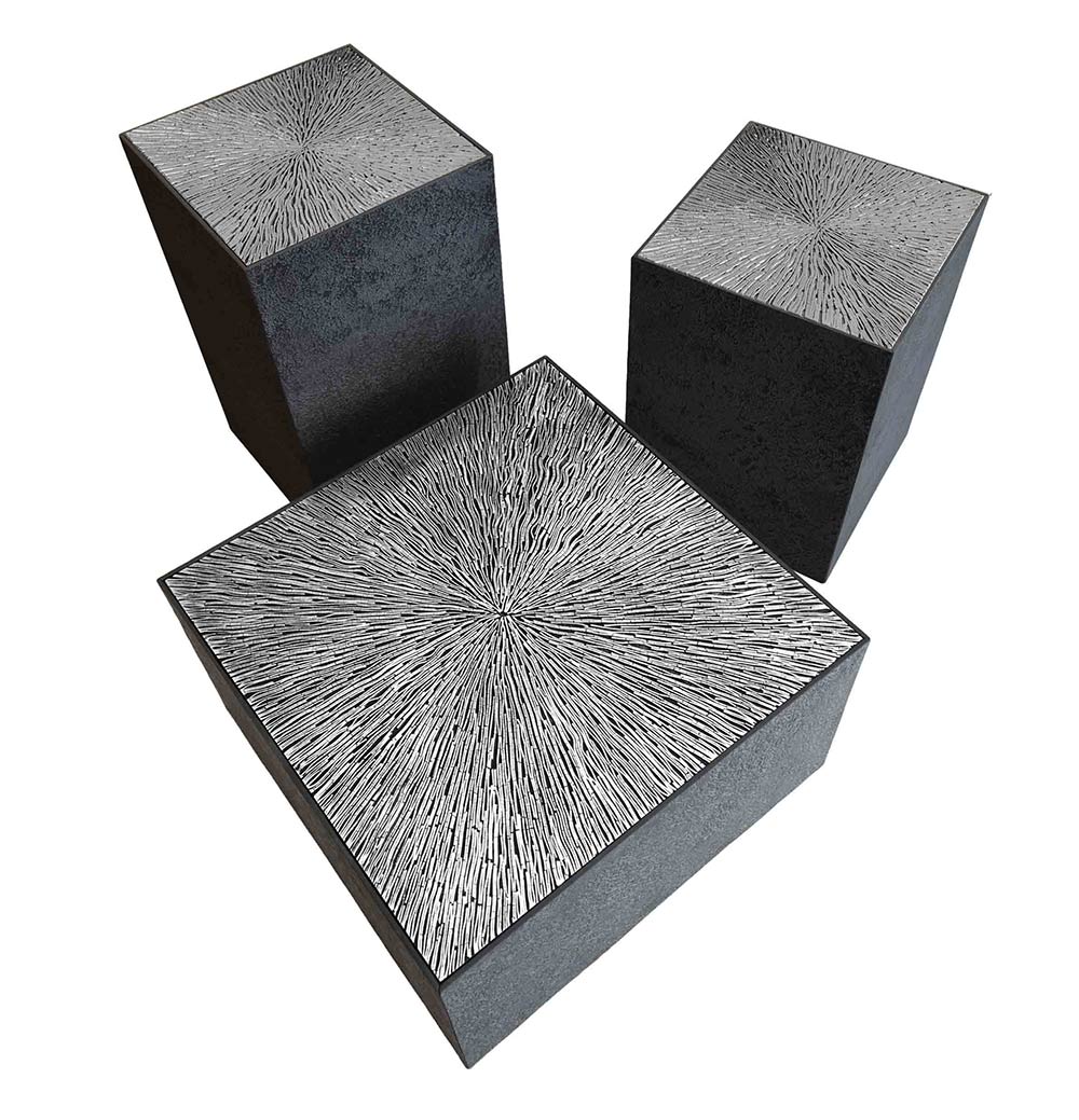 Basalto is a black aluminium monolith made of decorative aluminium panels