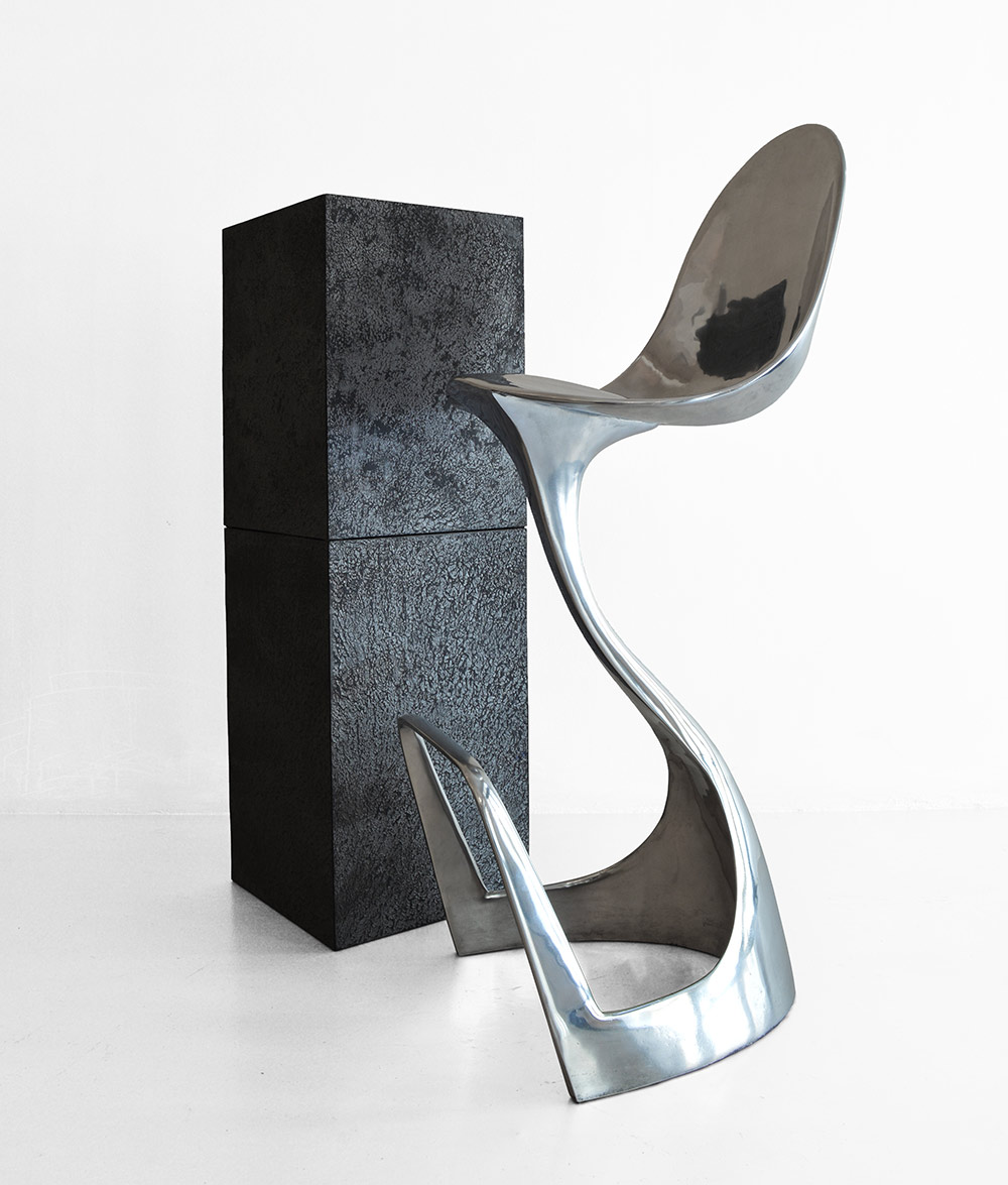 Jacana polished aluminium bar stool