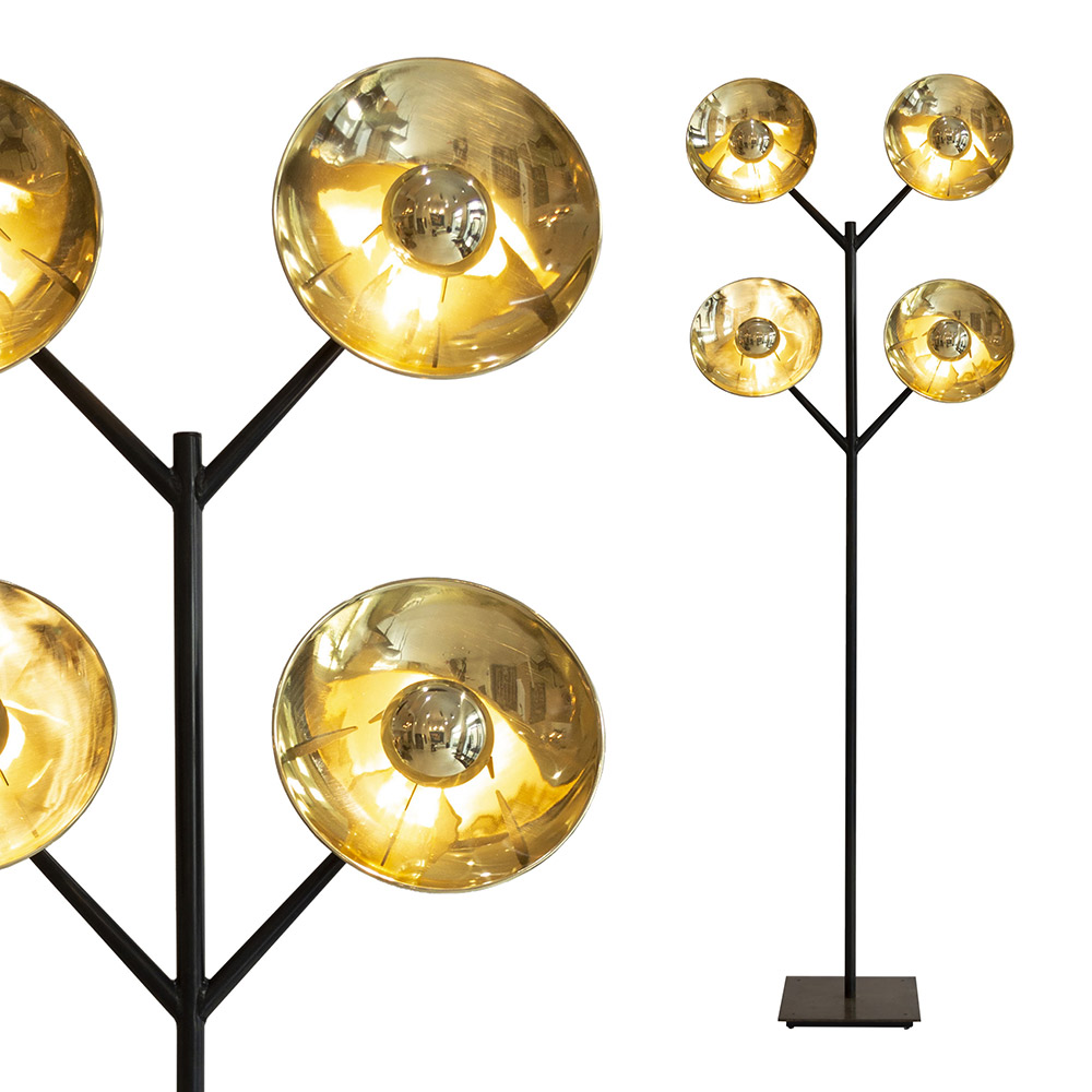 Orus Floor lamp, is a modern light made in Italy with brass adjustable reflectors